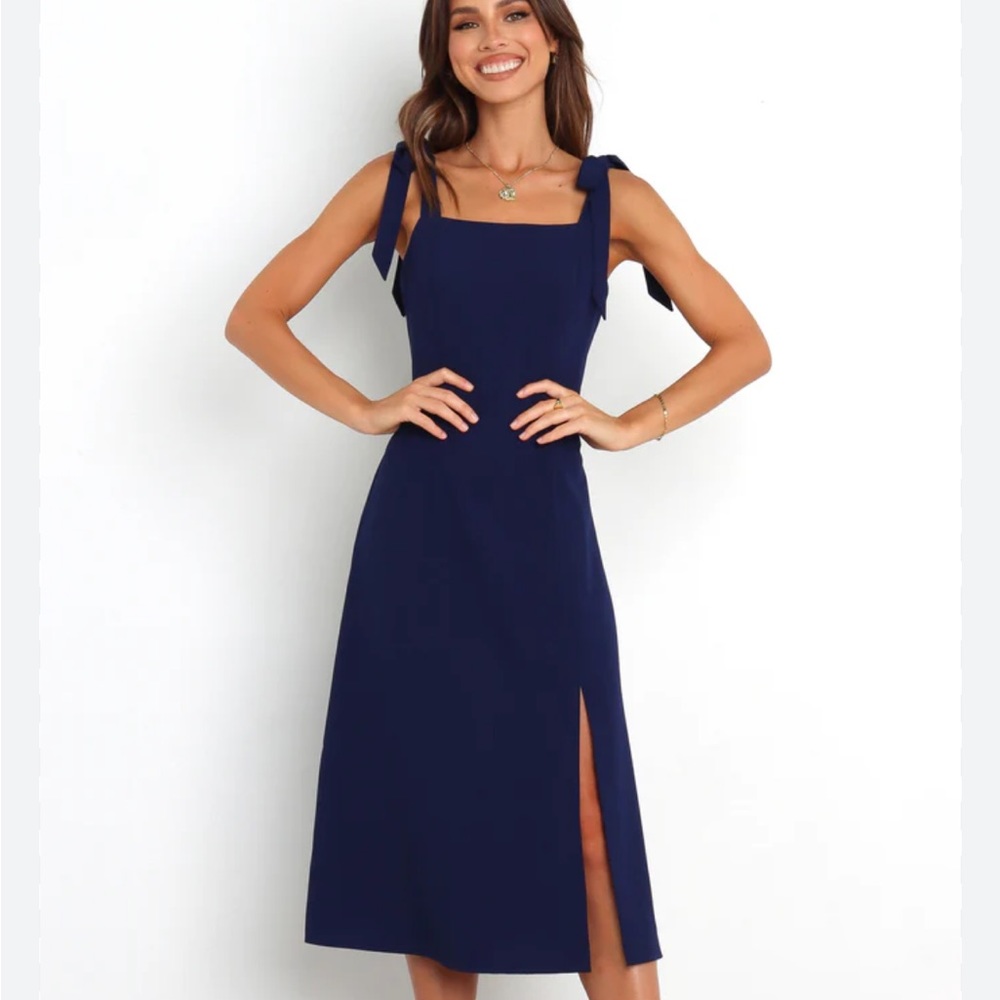 Petal & Pup Laurel Navy Tie Straps Midi Dress Size 8
